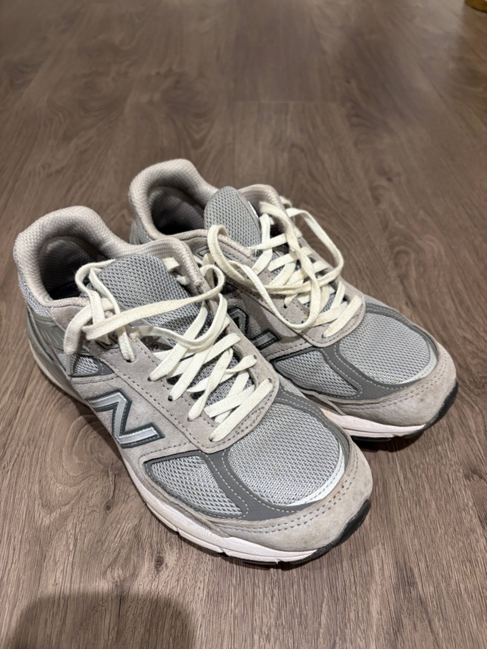 New Balance Gray and White Athletic Sneakers 990v5